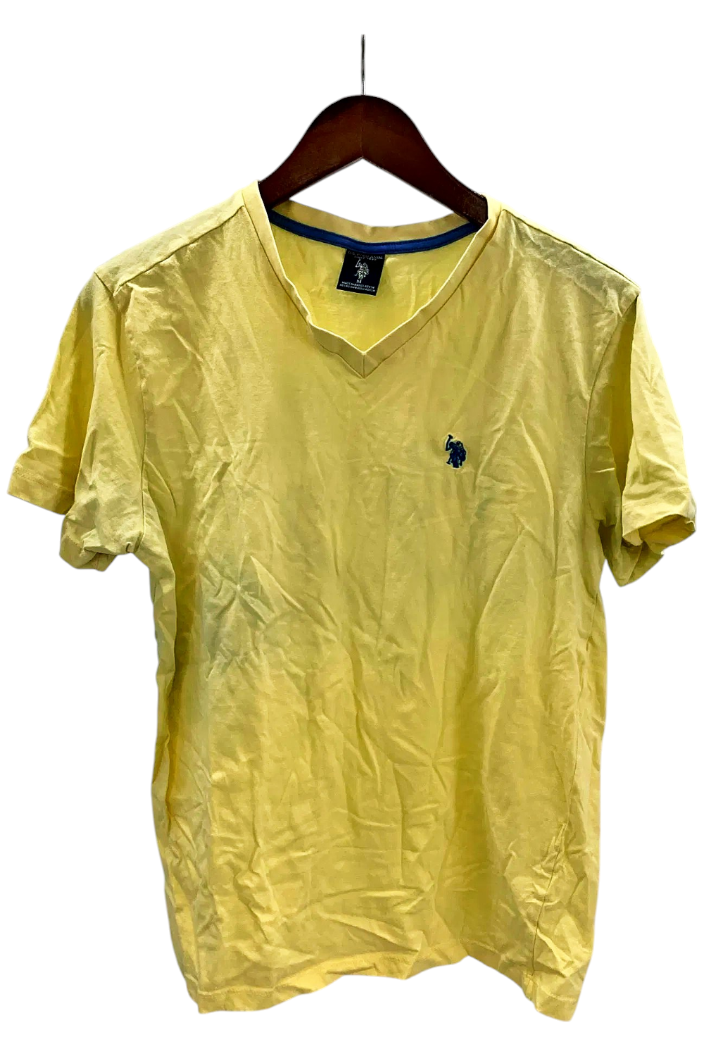 U.S. Polo Assn. T shirt uomo scollo a V con piccolo pony gelo limone