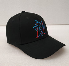 Miami Marlins New Era 9Forty Adjustable Youth Black Hat Cap