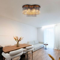Deckenleuchte Deckenlampe Wohnzimmerlampe Metall Schwarz-Matt GlasstäBe L 60 Cm