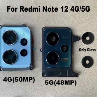 For Xiaomi Redmi Note 12 4G 5G Back Camera Glass Rear Lens Cover With Frame