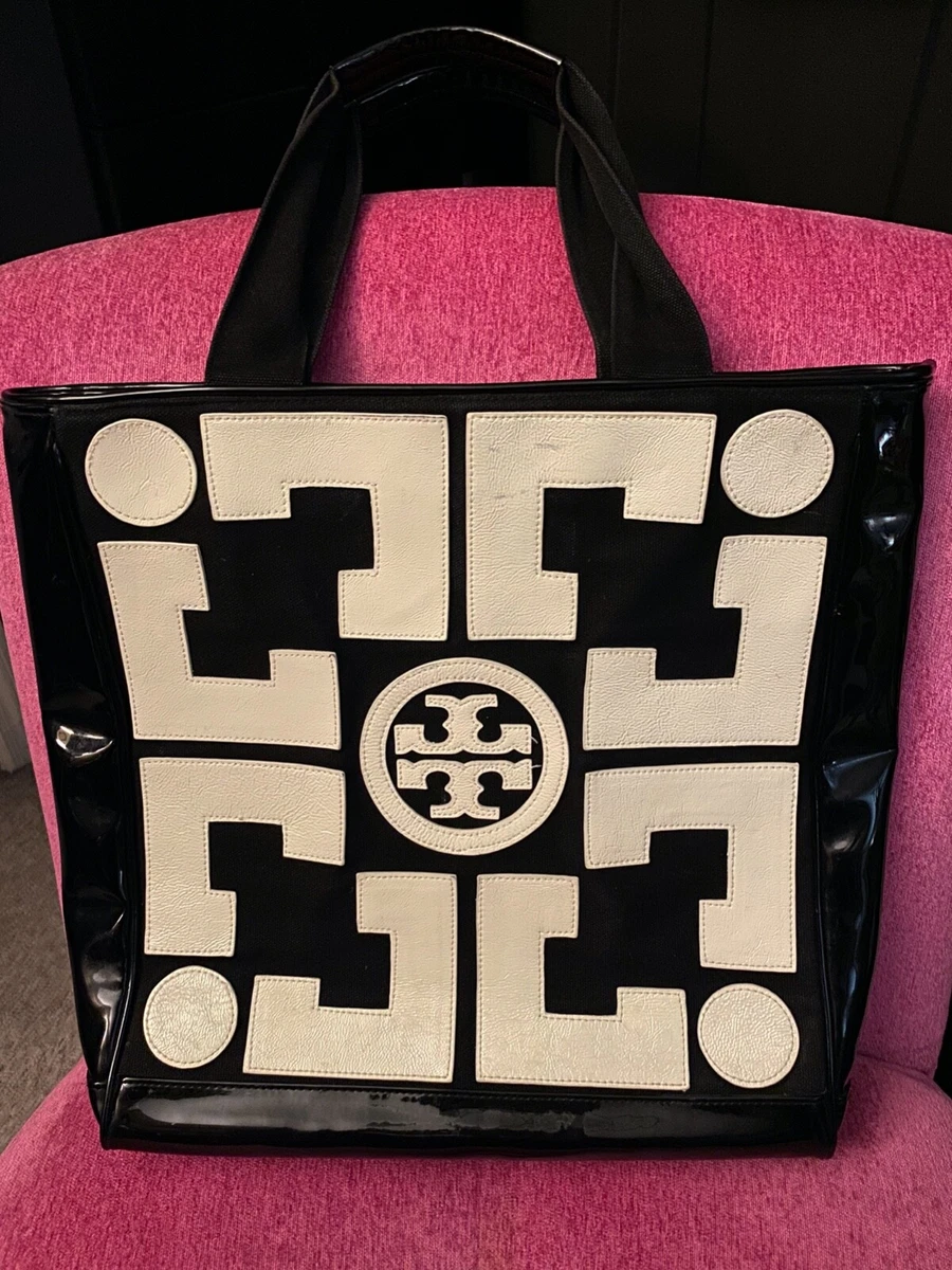 Tory burch black shop canvas tote
