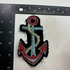 Vintage SHIMMERY THREAD NAVY BOAT SHIP ANCHOR Patch 29MU