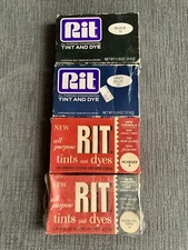 Vintage Lot Of 4 RIT TINT AND DYE Black, Charcoal Grey, Scarlet, Navy Blue