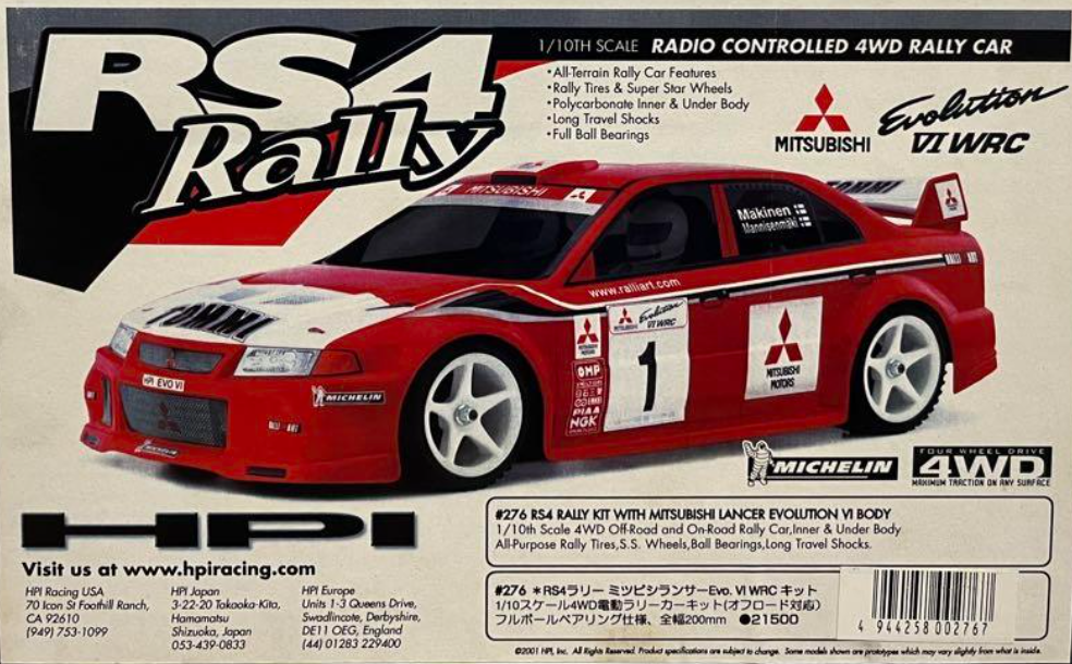 HPI RC RS4 Rally 1/10 MITSUBISHI Lancer Evo VI WRC 4WD Rally