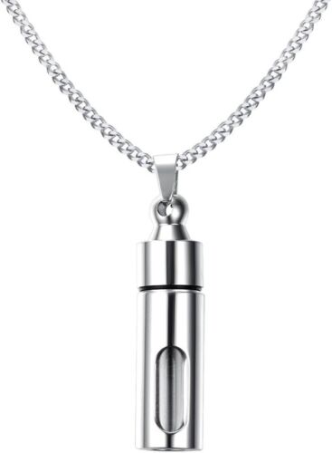 Stainless Steel Glass Container Tube Urn Keepsake Cremation Ashes Memorial Penda
