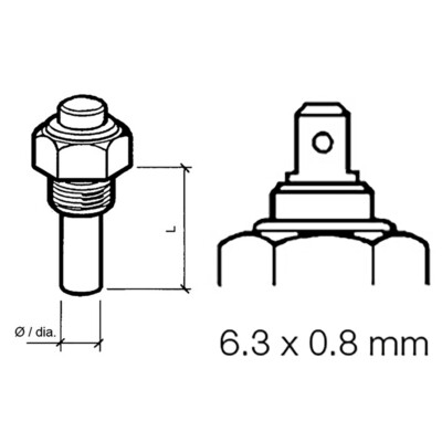 Veratron Engine Oil Temperature Sensor - Single Pole, Common Ground -