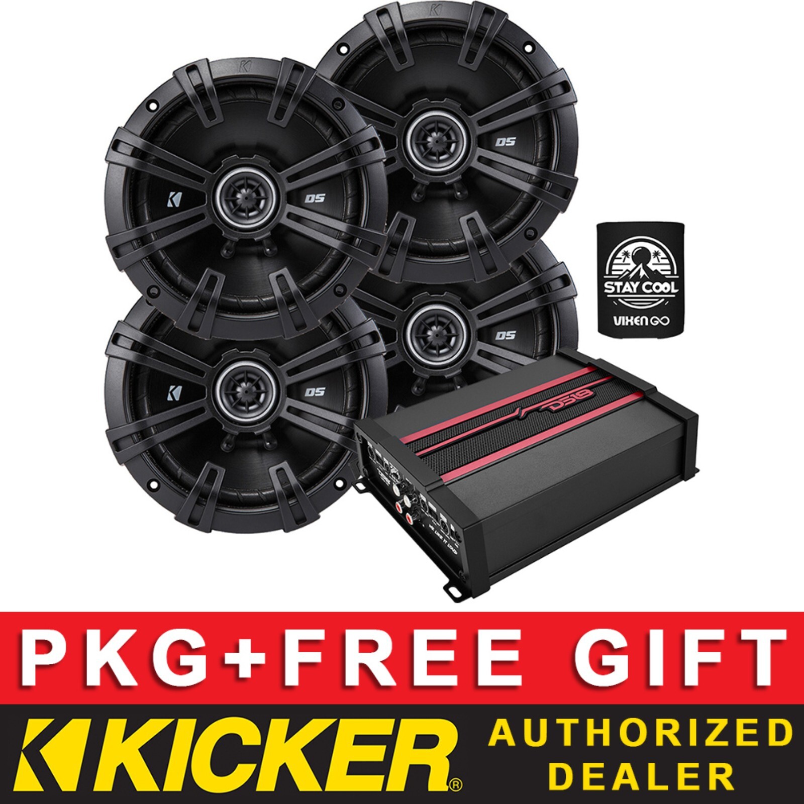 KICKER DSC6704 6.75 (2 PAIRS) CAR AUDIO SPEAKERS PACKAGE+DS1