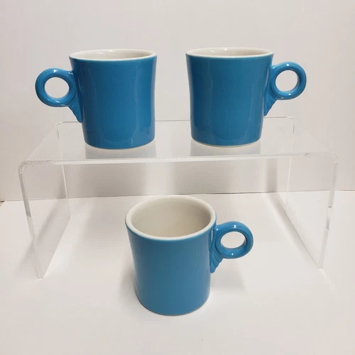 VTG 1973 Jackson China Restaurant Ware Turquoise Diner Mugs Coffee Tea LOT OF 3