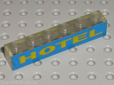 Ziegel klar 1 x 6 mit gelb/blauem HOTEL Muster Ref. 3067p14 / Lichtziegel