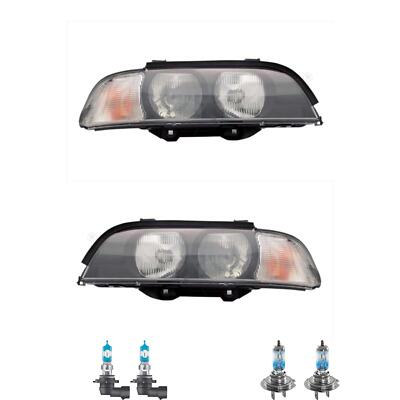 Scheinwerfer Set weiß inkl. OSRAM Lampen HB3 H7 mit LWR Motor für BMW 5er E39