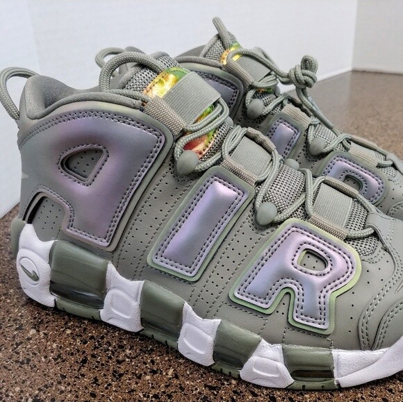 Nike Air More Uptempo Womens Size 7.5 Dark Stucco White Iridescent 917593 001 for sale online | eBay