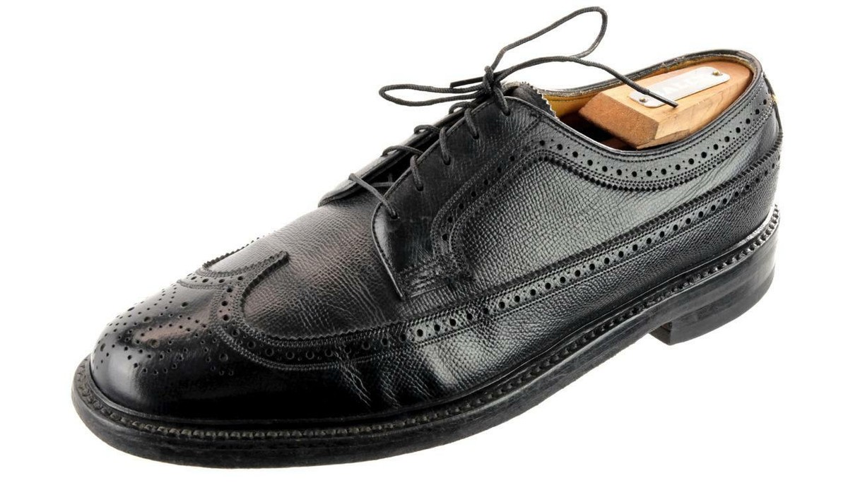 靴 THE FLORSHEIM SHOE Imperial Quality VINTAGE FLORSHEIM Imperial Quality Sz. 9.5 D Wingtip Oxfords Blk