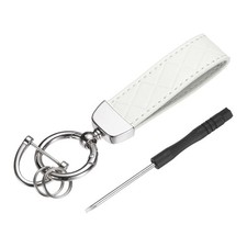 1Set Car Key Chain Ring Clip 4.9" Keychain Key Fob with D Ring, White Silver