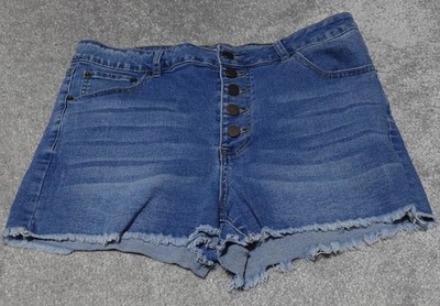 Copper Key Cut Off Shorts Women's Size 13 Blue Denim Fly Button Flat Front