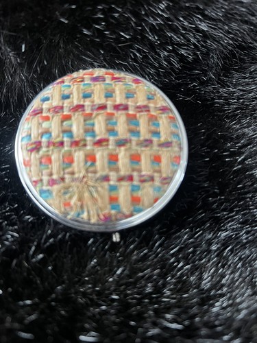 Vintage Woven Pill Box Compact Mirror Purse Organizer Trinket Case 3 Section