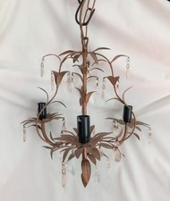 Lampadario a goccia Laura Ashley Lavenham oro antico 3 bracci cristallo plafoniera