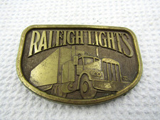 Vintage Raleigh Lights Metal Belt Buckle Trucking Tobacco USED - FREE SHIP