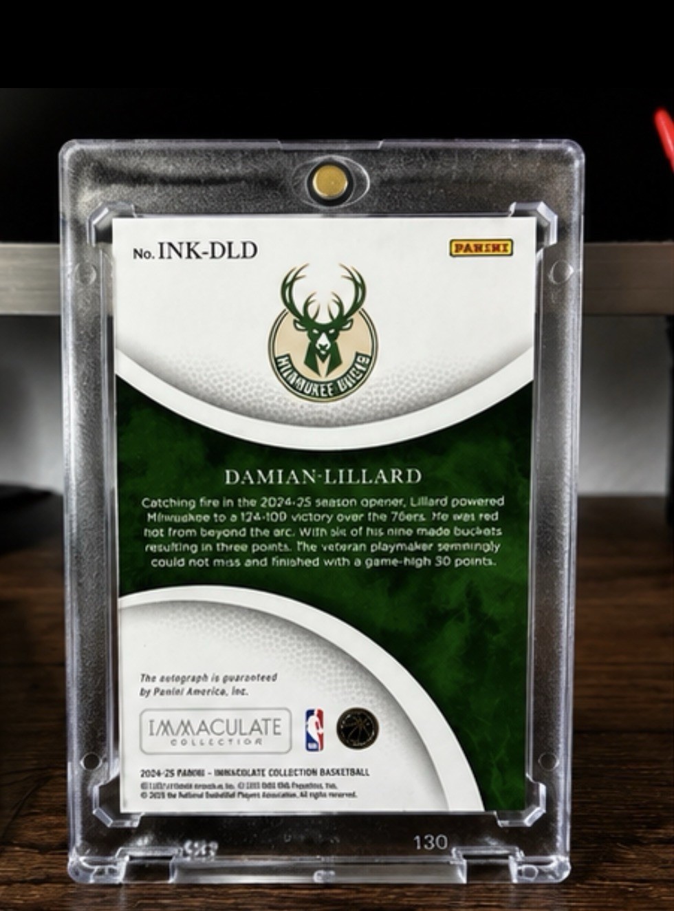 Panini 2024-25 Immaculate Collection Immaculate Ink Damian Lillard Auto 1/49 view 2