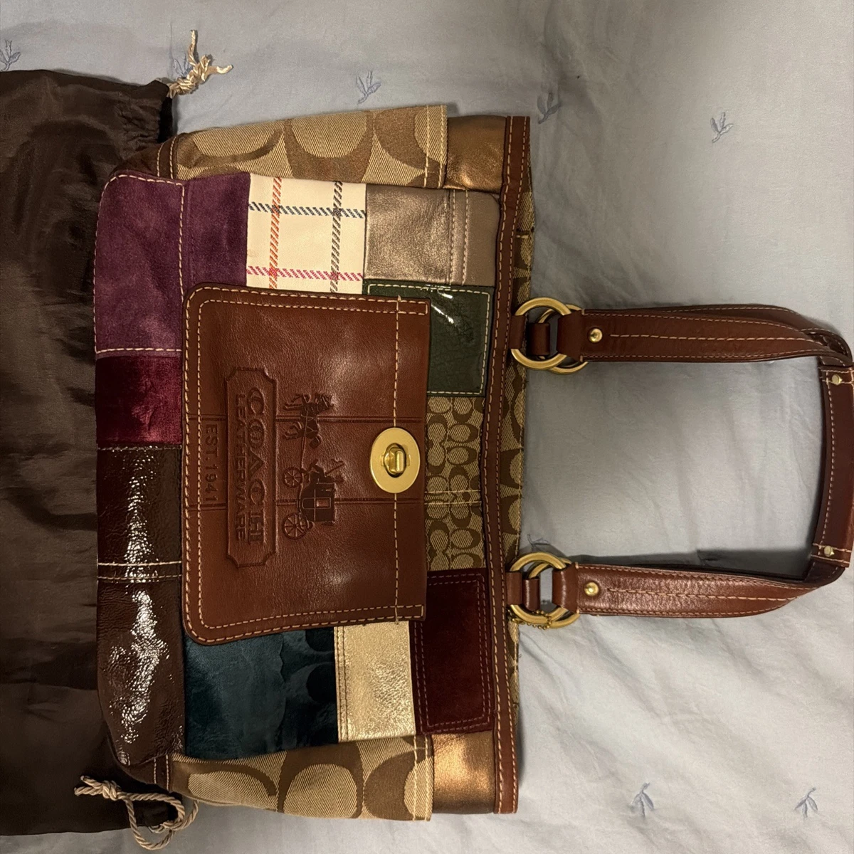 Coach Patchwork Leather Exterior Tote Bags & Handbags for Women