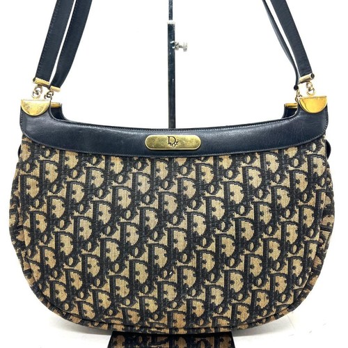 DIOR One Shoulder Bag Trotter Canvas Leather Brown Vintage Authentic From Japan