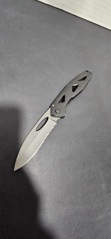 Unbranded Drop Point Plain Edge Black Handle Slip Joint Folding Pocket Knife