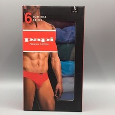 Papi Men s Low Rise Briefs L 36-38 Set of 6 Black Blue Green Aqua Gray Royal
