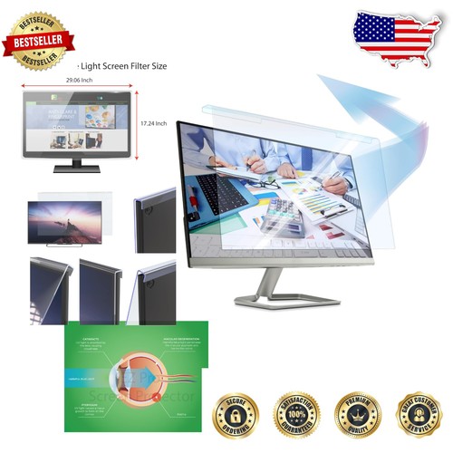 Eye Comfort Guaranteed: 32" Anti-Blue Light Monitor Protector - Easy Application - 第 1/8 張圖片