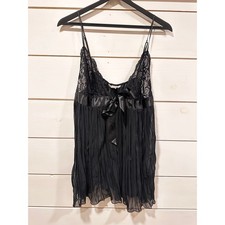Victoria  s Secret Black Chemise Slip Dress Lingerie Babydoll Lace Size XL