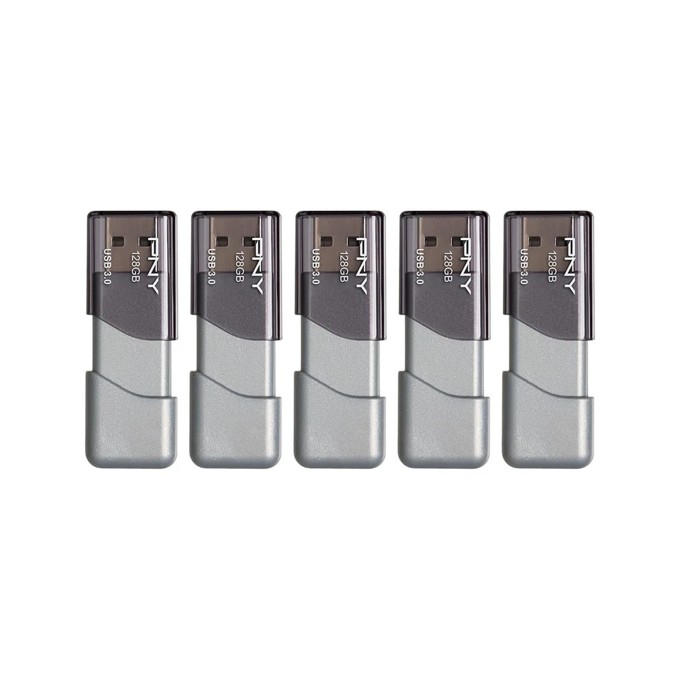PNY 128GB Turbo Attaché 3 USB 3.0 Flash Drive 5-Pack – Grey, P-FD128X - Image 4 of 4