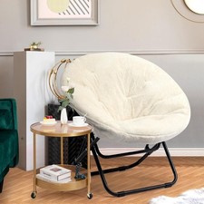 Foldable Plush Saucer Chair – Comfy Moon Armchair for Living Room & Bedroom