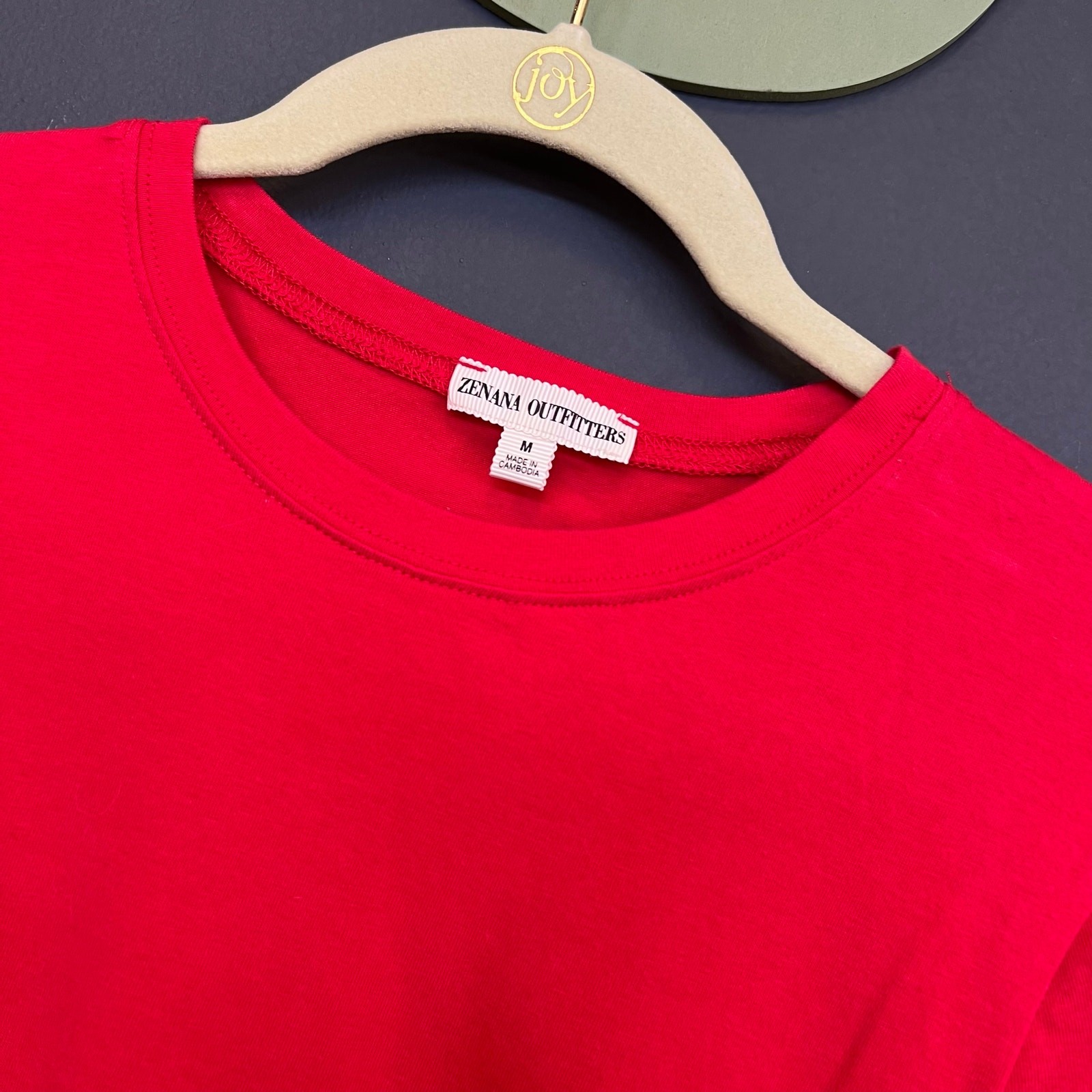 Zenana Basic Solid Red Crew Neck Short Sleeve Top… - image 2