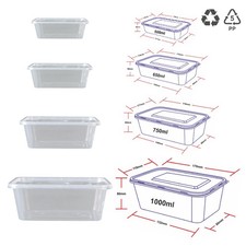Reusable Clear Food Storage Containers with Lids - 500ml 650ml 750ml 1000ml