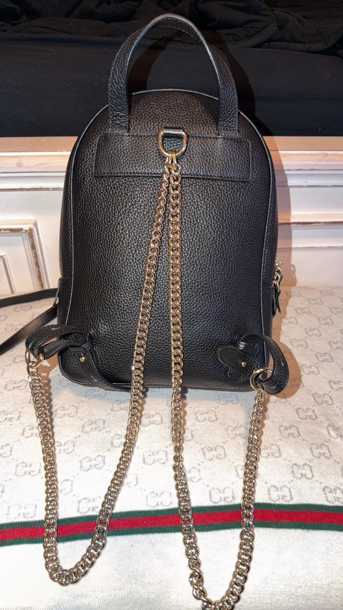 Gucci Soho Black Pebbled Leather Backpack Embossed GG Logo  display picture 1