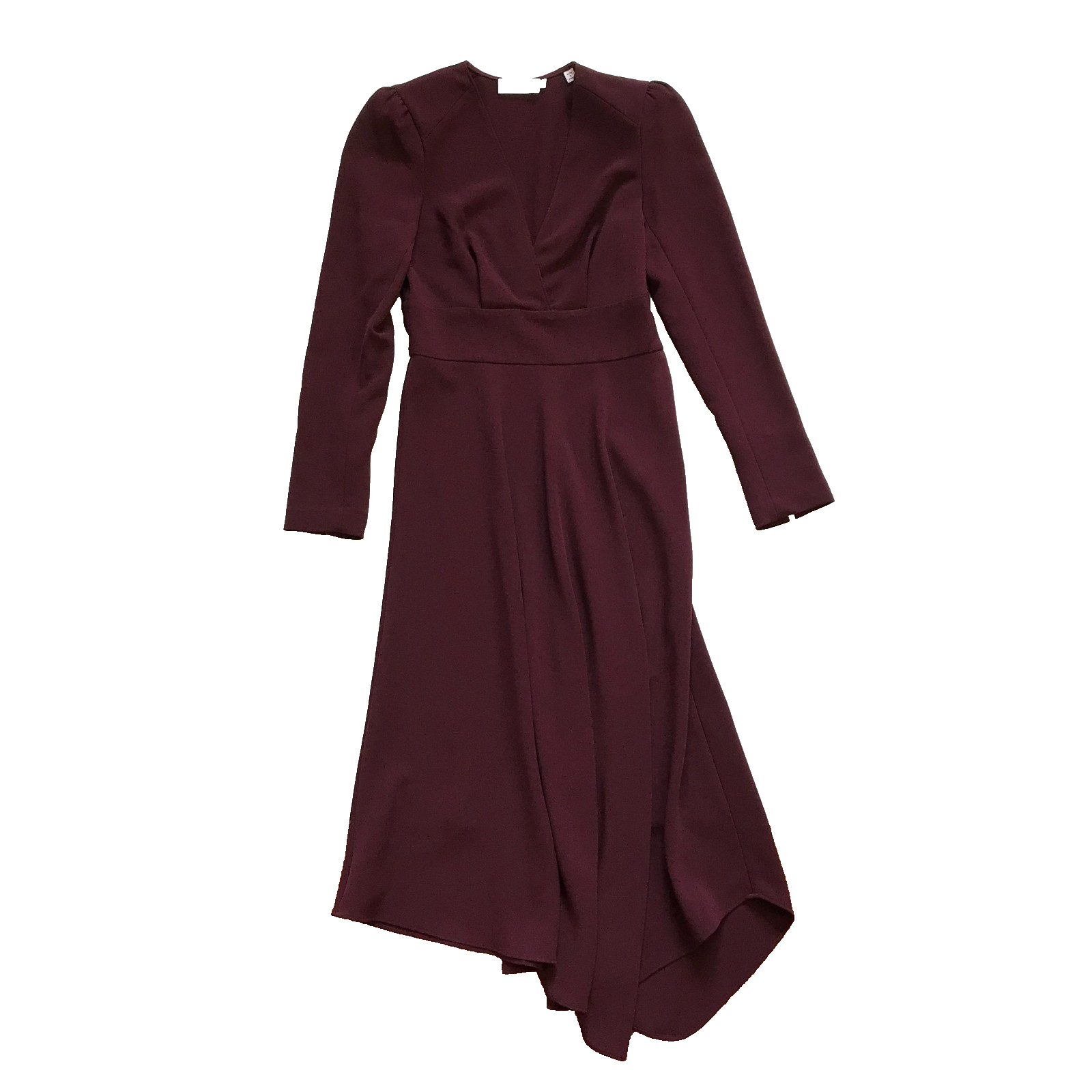 ALC Loyola Derk Midi Dress Womens 2 Plum Maroon V-Neck Long Sleeve Asymmetric