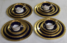 20 Pcs AYNSLEY BONE CHINA "BUCKINGHAM" COBALT ENCRUSTED GOLD BAND Place Settings
