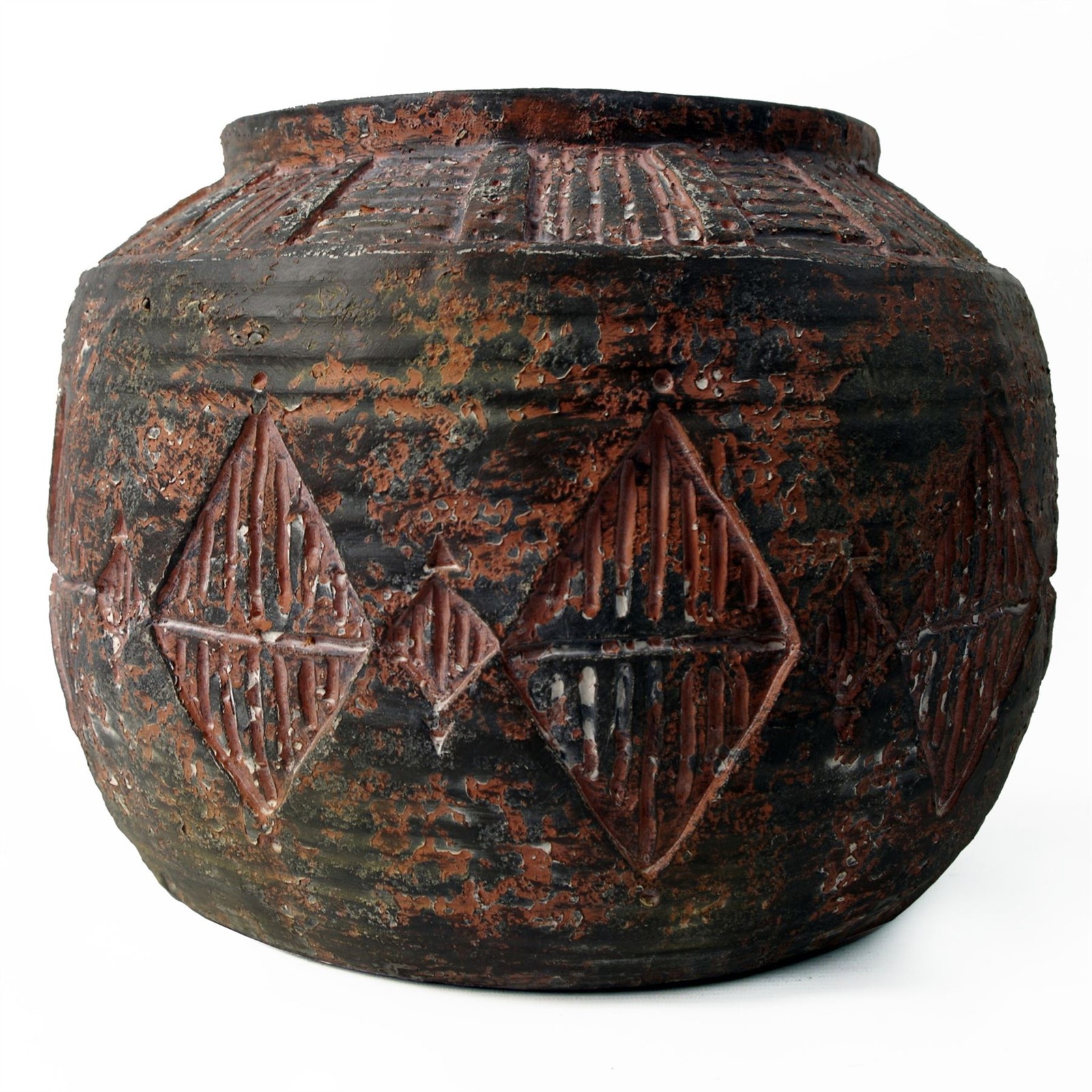 Leaf Aztec Diamond Fibreglass Composite Planter - 27 x 36cm - Brown - Image 2