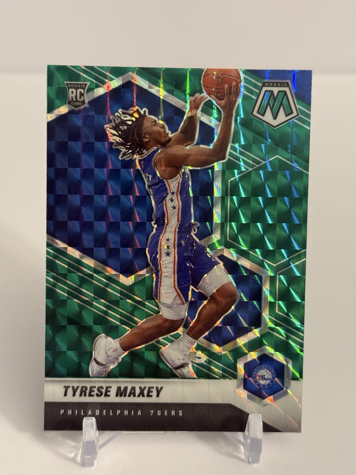 Tyrese Maxey 2020-21 Panini Mosaic Rookie #203 Green Mosaic Prizm (RC) 76ers