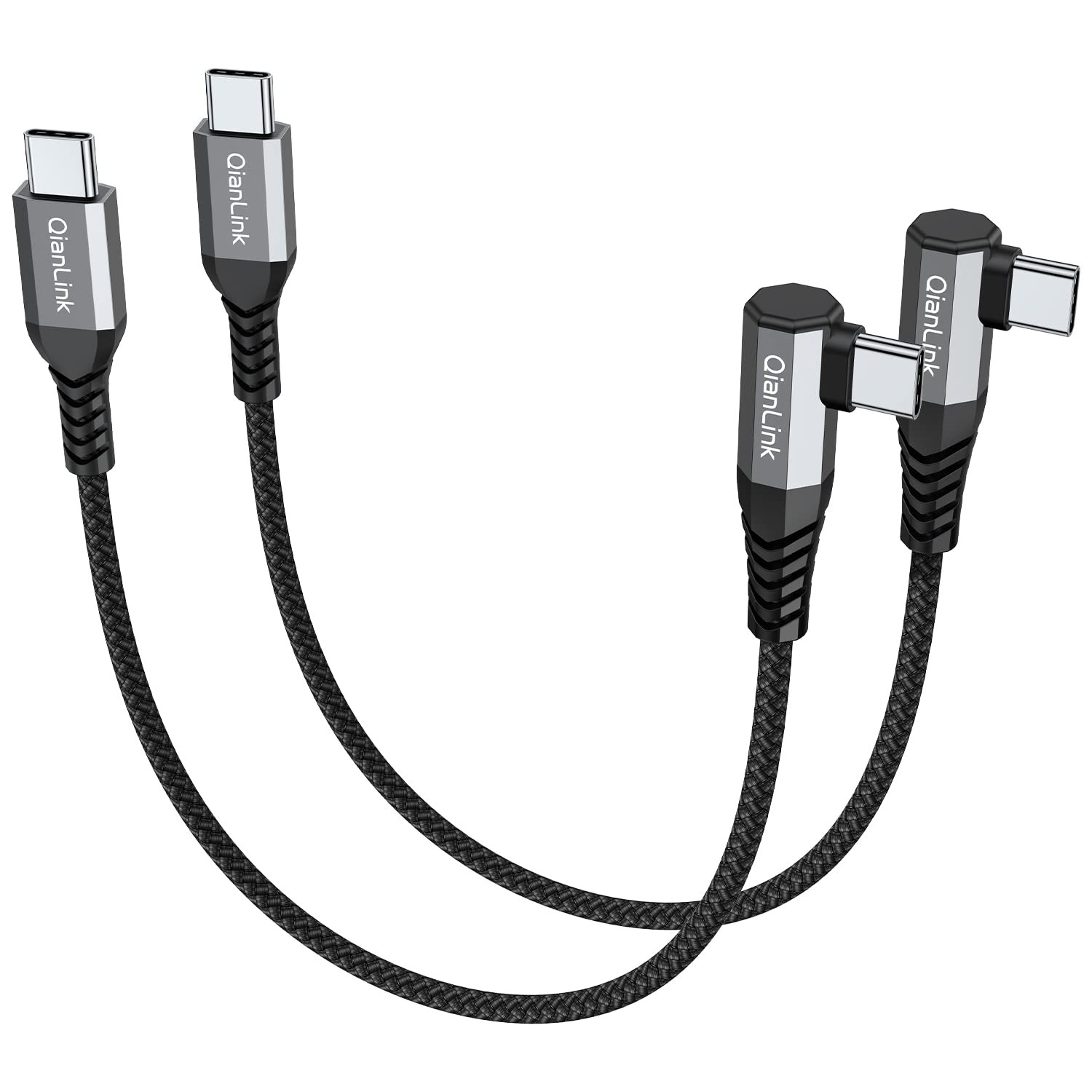 60W Fast Charging USB C Cable 2-Pack 1ft Short Type C Charger Cord