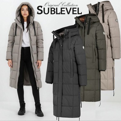 Sublevel Damen Mantel lang geschnitten Winterjacke warm modisch elegant S-XXL