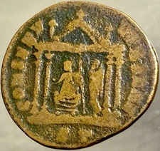 Ancient Roman Coin Emperor Maxentius 306-312 AD Roma in Temple Genuine Conserv