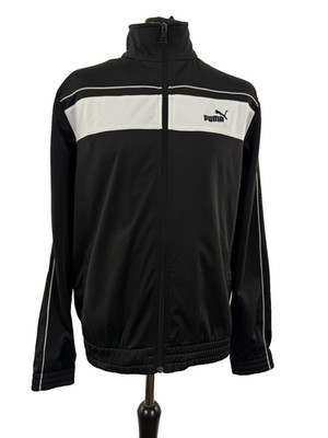 Puma Trainingsjacke schwarz weiß gestreift Langarm Full Zip Med M 38-40 in Herren