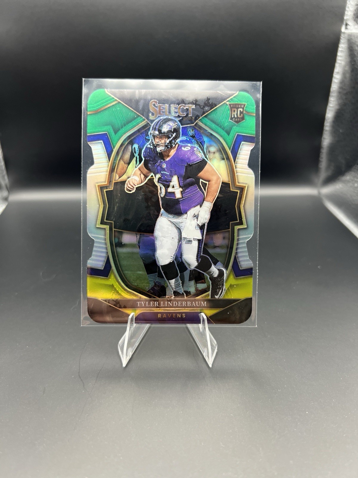 Tyler Linderbaum Panini Select #74 Die-Cut Green/Yellow Prizm