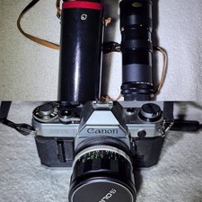 Canon AE-1 SLR Film Camera  Quantaray 220mm