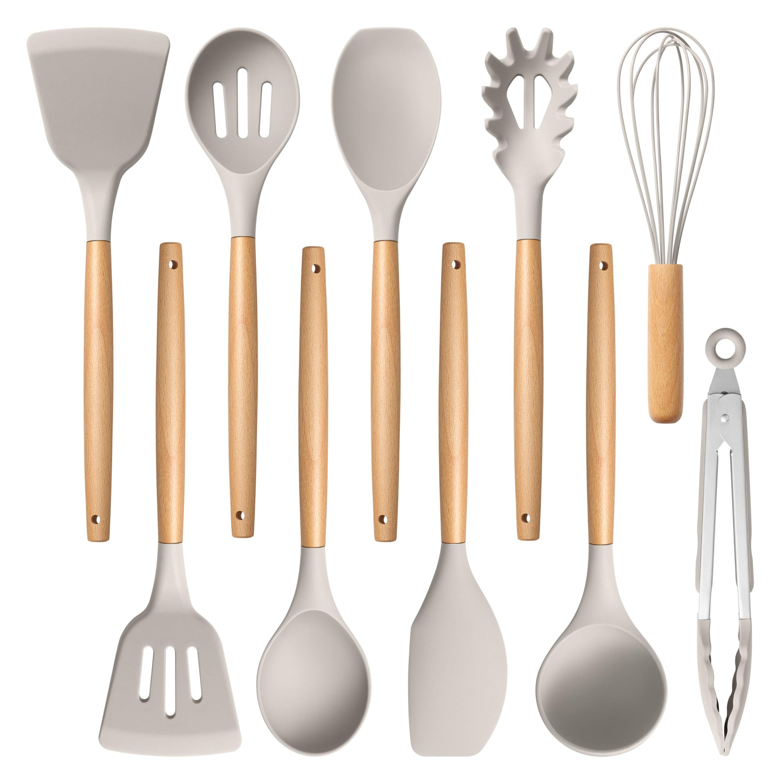 E-far Silicone Cooking Utensils Set, 10-Piece Heat Resistant Kitchen Utensils...