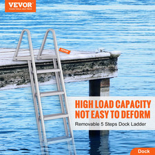 Removable Dock Ladder 5 Steps, 350 lbs Load Capacity, Pontoon Boat Ladder with