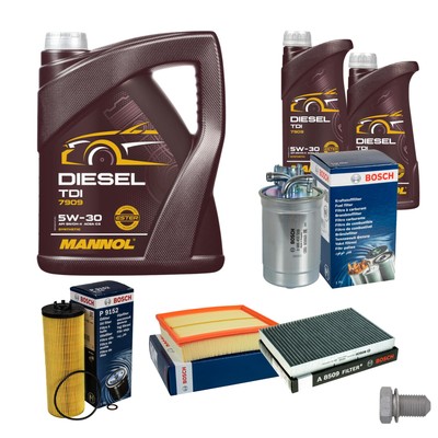 BOSCH Inspektionspaket 7 L MANNOL Diesel TDI 5W-30 für VW Passat Variant 2.5