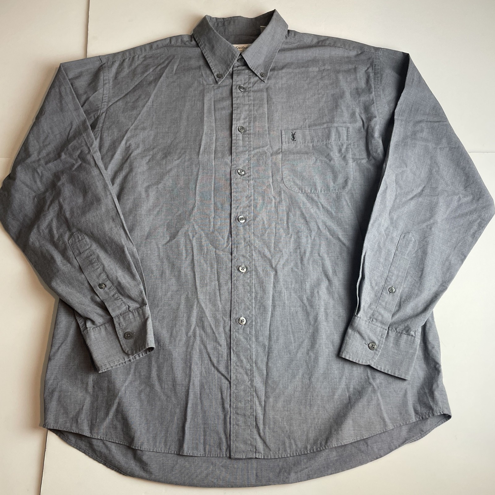 Camicia Yves Saint Laurent vintage uomo grigio cotone manica lunga taglia large