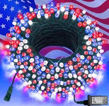 200 Led 66 Ft 4th Of July Decorations Lights Red White Blue Patriotic String...