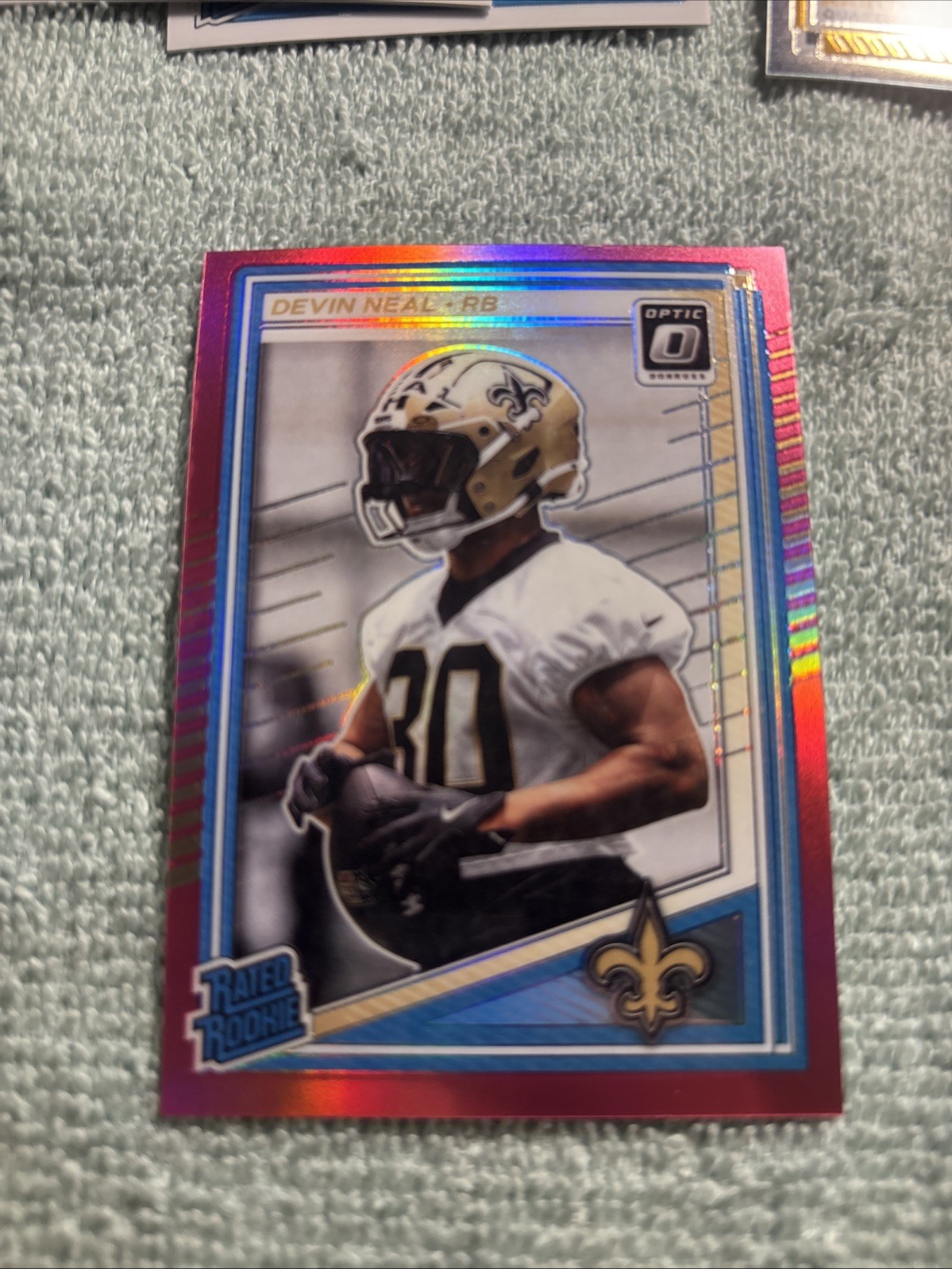 2025 Panini Optic DEVIN NEAL RATED ROOKIE PINK PRIZM #282 Saints