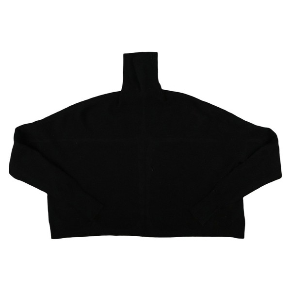 Jac & Jack Jumper Womens SMALL Black Turtleneck 100% Wool Cropped Sweater Knit S